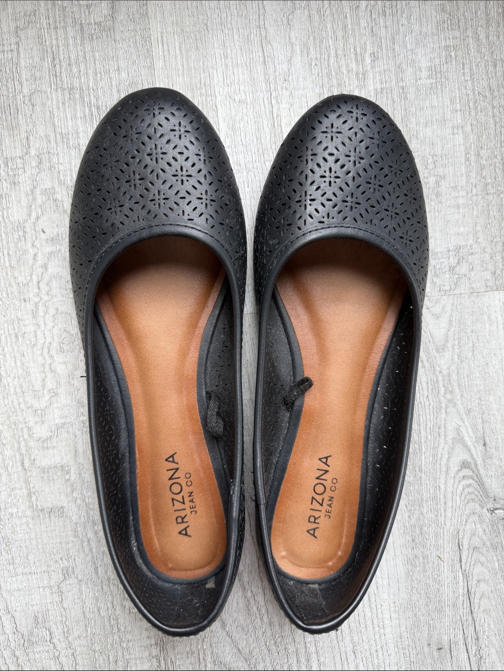 Arizona Jean Company Black Laser-Cut Slip-On Flats